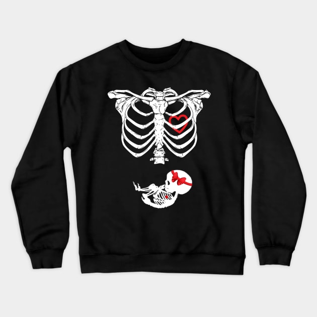 Women's Pregnant Mom Halloween TShirt Baby Skeleton Crewneck Sweatshirt by ChristianCrecenzio